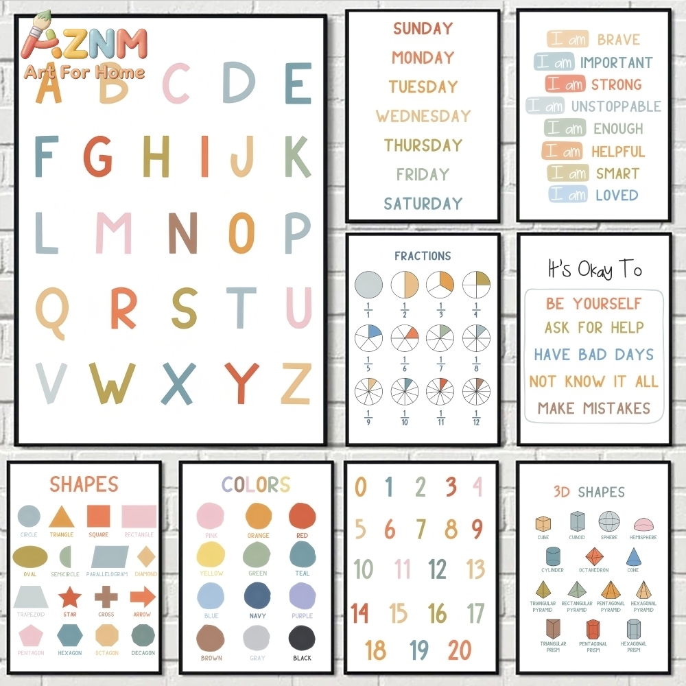 Kids Education Yes - AZNM Seni Dinding Kanvas Tanpa Bingkai