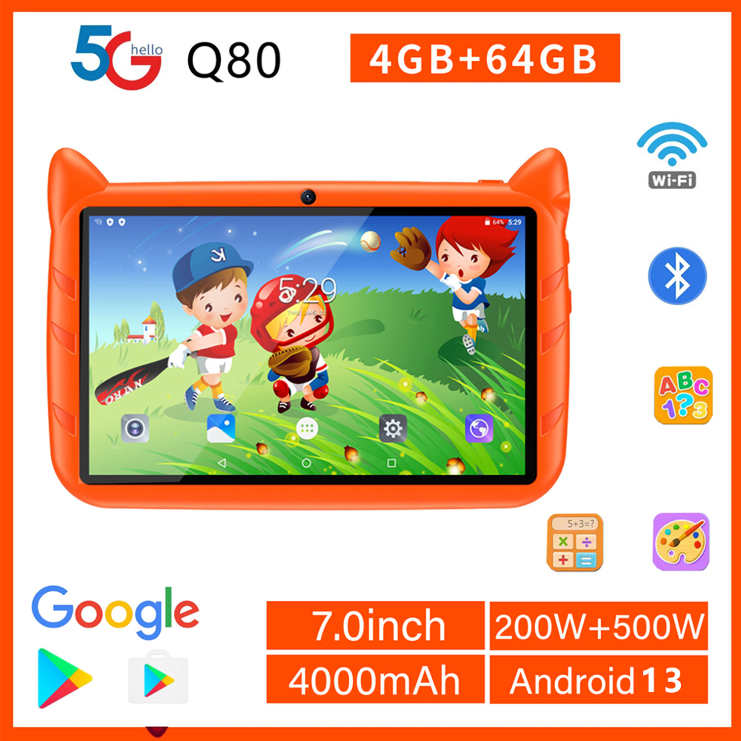 Kids Education Tablets - Tablet anak-anak 5G WiFi, Tablet 7