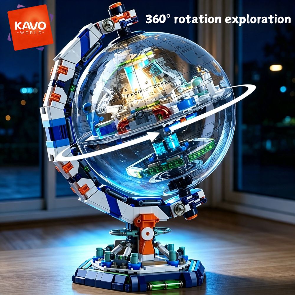 Puzzle Map World - KAVOWORLD 1793pcs Set Blok Bangunan Stasiun