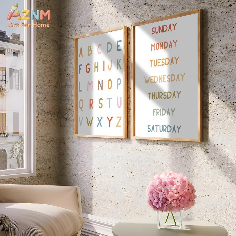 AZNM Seni Dinding Kanvas Tanpa - Kids Education Yes ulasan dan harga
