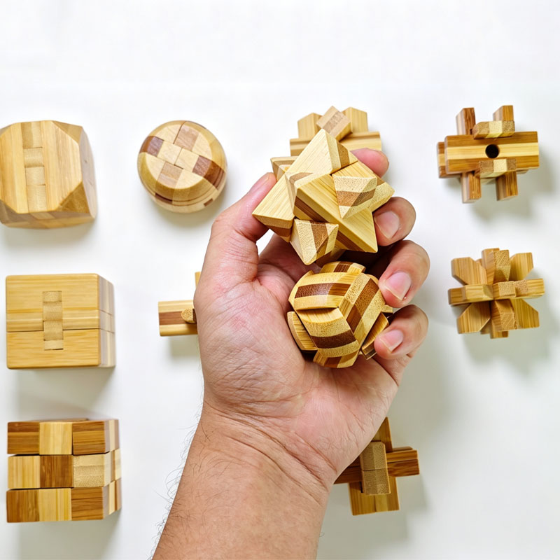Puzzle Kunci Lu Ban Bambu 4.5C - Kids Education Yes ulasan dan harga