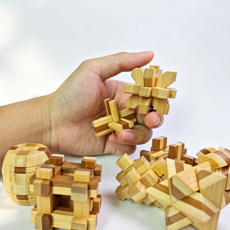 Puzzle Kunci Lu Ban Bambu 4.5C - Kids Education Yes ulasan dan harga