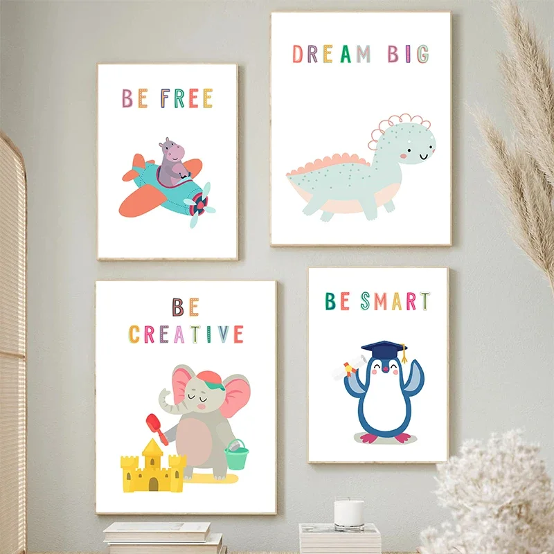 Kanvas Cetak Gambar Hewan Dind - Kids Education Yes ulasan dan harga